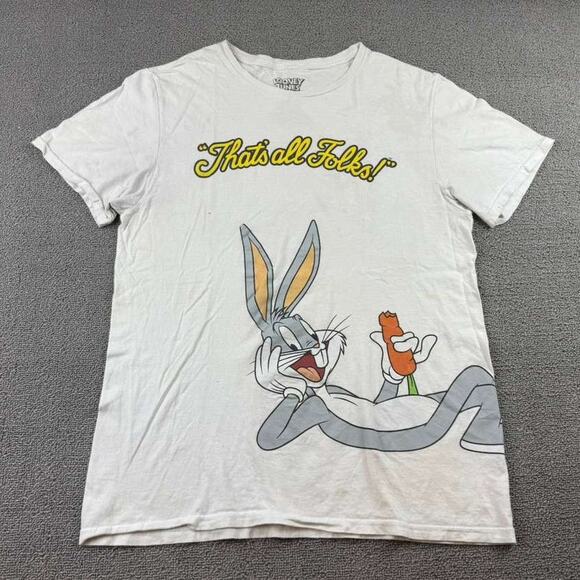 Looney Tunes Other - Looney Tunes T‎ Shirt Men Medium White Bugs Bunny Graphic "That's all Folks!"